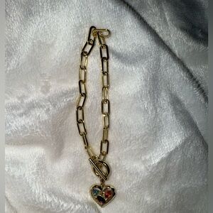 Kendra Scott Gold Heart Bracelet with Multicolor Gems